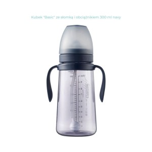 Kubek Mother-K "Basic" ze słomką i obciążnikiem 300 ml navy